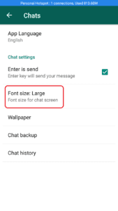 WhatsApp Chat में Font size