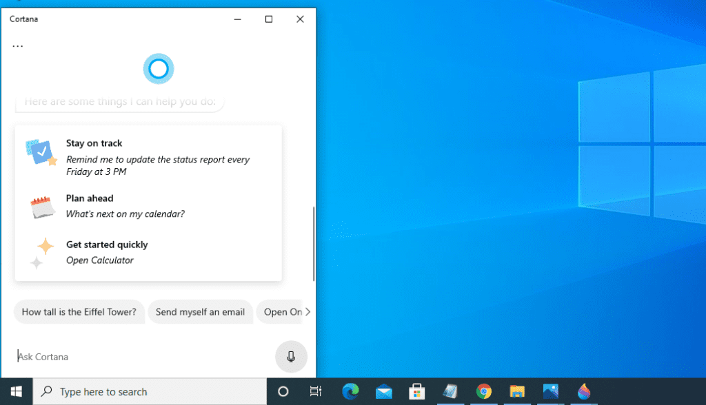 Windows 10 में Cortana